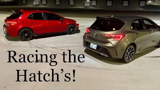 2019 Corolla Hatchback vs 2021 Corolla Hatchback Drag Race [upl. by Aivin]