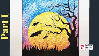 SILHOUETTE PAINTING  WATER COLOUR  POINTILLISM ART  DOT PAINTING PART I [upl. by Graeme]