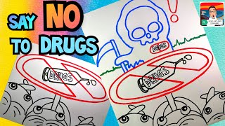 HOW TO DRAW ANTI DRUGS POSTER － SAY NO TO DRUGS （ Poster Anti Dadah ）防毒海报设计Anti drug poster drawing [upl. by Osnola693]