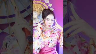 Kimono makeup inspired ✨🌸 makeup makeuptransition faceart [upl. by Walsh]