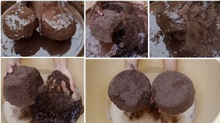 Damp CRUMBLING black 🖤 Sand cement concrete crumble dipping in water 💦💦 paste play ASMR [upl. by Neisa629]