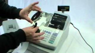 Sharp XEA113 XEA203 XEA 213 Cash register  How to install the journal take up spool [upl. by Eirrok347]