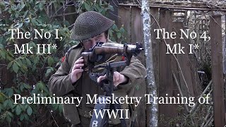 The No 1 Mk III and the No 4 Mk I Musketry of WWII  Preliminary Training [upl. by Asirralc]