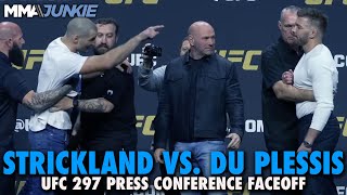 Heated Sean Strickland Gets Separated From Dricus Du Plessis During Faceoff  UFC 297 [upl. by Anilah]