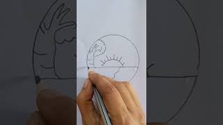 How to draw  scenery sunset drawing with pencil shading [upl. by Arrais]