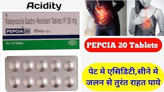 PEPCIA 20 tabletPEPCIA 20 Tablet hindiपेट मे एसिडिटीसीने मे जलन की दवाRabeprazole 20 Tablets [upl. by Mizuki]