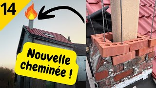 14 RENOVATION MAISON  Je maçonne la cheminée en briques sur ma toiture [upl. by Rabush]