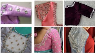 silver zari maggam work designs and aari embroidery work designs zardhosi work blouse designs [upl. by Paloma800]