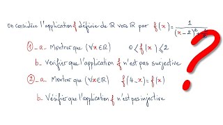 EXERCICE SUR LES APPLICATIONS INJECTIVITE SURJECTIVITE BIJECTIVITE NIVEAU 1 BAC SM [upl. by Hintze]