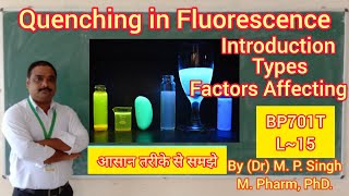 Quenching in Fluorescence  Types  Factors Affecting  Instru Method of Analysis  BP701T  L15 [upl. by Oileduab]