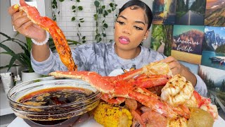 KING CRAB SEAFOOD BOIL MUKBANG I DESHELLED  SEAFOOD BOIL MUKBANG 🤤 [upl. by Shamma]