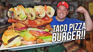 Daddy Billys Undefeated Pizza Burger Challenge w Street Tacos in Tullahoma Tennessee [upl. by Atinrehs]