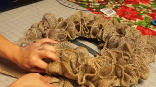 Ruffle Burlap Wreath Pull Through Burlap Wreath 1 [upl. by Mcleod880]