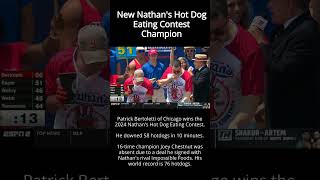 Patrick Bertoletti Wins the 2024 Nathans Hot Dog Eating Contest [upl. by Balsam384]