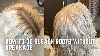 How to bleach your roots to White blonde without breakage  hair tutorial [upl. by Sitnalta]