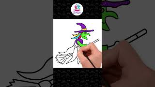 Impariamo a disegnare la strega di Halloween shorts kidsdrawing chikiartitalian [upl. by Ivette922]