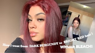 How I went from DARK BURGUNDY to BRIGHT RED hair [upl. by Nylcoj672]