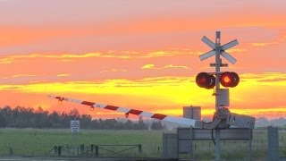 Level Crossing amp Vline Passenger Train At Sunrise 2092012  PoathTV Australian Railway [upl. by Mackoff]