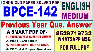 BPCE 142 Previous Year Question Paper Solved in English  bpce 142 important questions with answers [upl. by Neerahs767]