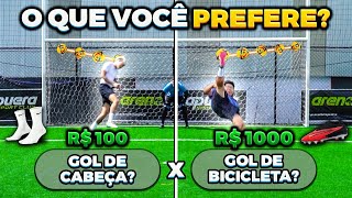 VOCÊ PREFERE FAZER UM GOL DE CABEÇA ou DE BICICLETA VALENDO PRODUTOS DA NIKE 🤑 [upl. by Ylac]