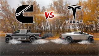 Ultimate Cummins Swapped F250 vs Tesla Cyber Truck Tug of War [upl. by Yvad]