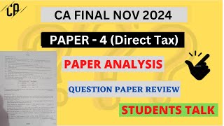 CA Final DT Paper Review amp Anaysis  CA Final DT Nov 2024  CA EXAM NOV 24 CA EXAM PAPER LIVE [upl. by Samuel641]