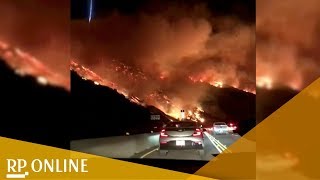 Aus dem Auto gefilmt Heftige Waldbrände bedrohen Südkalifornien [upl. by Laresa]