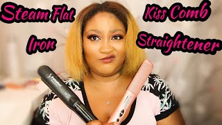 Kiss Straightening Comb VS Steam Flat Iron 💋 [upl. by Cathleen]