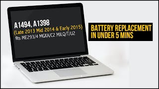 How to replace battery of Late 2013 Mid 2014 and Early 2015 A1398 A1494 Macbook Pro in 5 minutes [upl. by Cowen406]