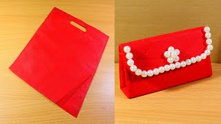 How to Make Purse from Cloth Bag  DIY Cloth Bag Purse  Very Simple [upl. by Yendahc]