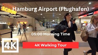 Hamburg Airport 5am in Morning  4K walking Tour at Flughafen Hamburg Germany 🇩🇪  4K Ultra HD [upl. by Eiresed]