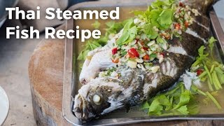 Thai Steamed Fish With Lime and Garlic Recipe ปลากะพงนึ่งมะนาว [upl. by Filiano]