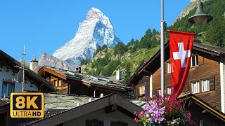 ZERMATT SWITZERLAND 🇨🇭  With A Epic VIew of The Matterhorn In 8K 🇨🇭 [upl. by Nnylecoj]