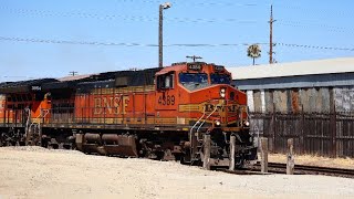 BNSF FRSBAR Highballs out of Bakersfield Train Yard [upl. by Kaja424]