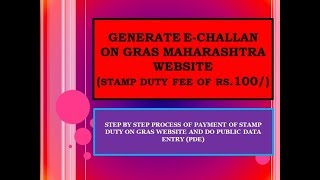 Step by Step payment of stamp duty on IGR GRAS website online Rs100 e challan [upl. by Enoed]