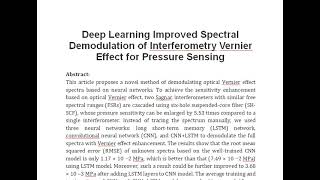 Deep Learning Improved Spectral Demodulation of Interferometry Vernier Effect for Pressure Sensing [upl. by Ches]