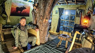 3 DIFFERENT OVERNIGHTS in FOREST Survival Shelters  DUGOUT TREE HOUSE and LOG CABIN  Wildcamping [upl. by Stefania]