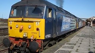 UK DRS Floodex train seen at Workington station Cumbria with Class 47 amp 57 locomotives [upl. by Asetal618]