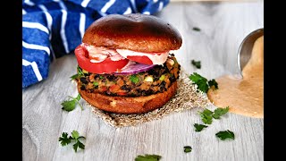 Dinner Recipe BEST EVER Black Bean Burger by Everyday Gourmet with Blakely [upl. by Einhoj919]