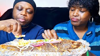 HUBBY AND I ENJOY CROAKER FISH WITH CHIPS  MUKBANG [upl. by Aihsilef965]