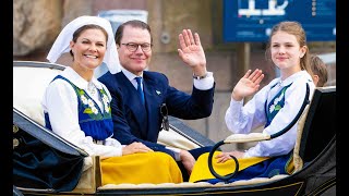 Carriage ride of the Royal Family during National Day Celebrations In Stockholm royalty [upl. by Cressida]