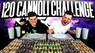 120 CANNOLI CHALLENGE  Halloween Food Challenge With a Horrifying Twist  35000 Calories [upl. by Zumwalt]