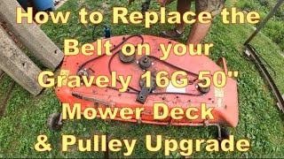 How to Gravely 16G Deck belt replacement and pulley upgrade [upl. by Aela]