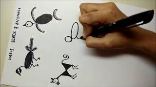 Warli Tutorial 4  Warli AnimalsWarli Birds  Warli Painting with Little Learners Corner [upl. by Cryan]