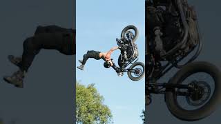 Supeman seatgrab flip on a HarleyDavidson Gotta see this one to lander [upl. by Ecinwahs324]