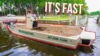 180HP IN A JON BOAT Jet Boat Build Walk Through and Water Test [upl. by Hahcim]