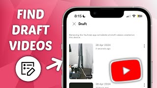 How to Find Drafts Videos on YouTube Mobile iPhone amp Android [upl. by Eanert]