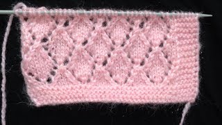 Knitting PatternLacy Diamond Stitch For CardiganSweater Blanket [upl. by Eitsyrc45]