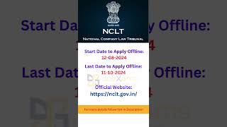 National Company Law Tribunal NCLT Recruitment 2024 newjobvacancy jobvacancy 2024 shorts [upl. by Terpstra312]