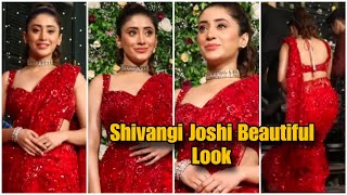 Yeh Rishta Kya Khelata Hai Shivangi Joshi Looking Beautiful In Red Saare At Anshul Garg Diwali Party [upl. by Ajnat]